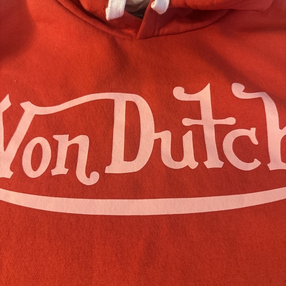 Von Dutch Red Cropped Embellished Hoodie Size XLARGE - Picture 14 of 16